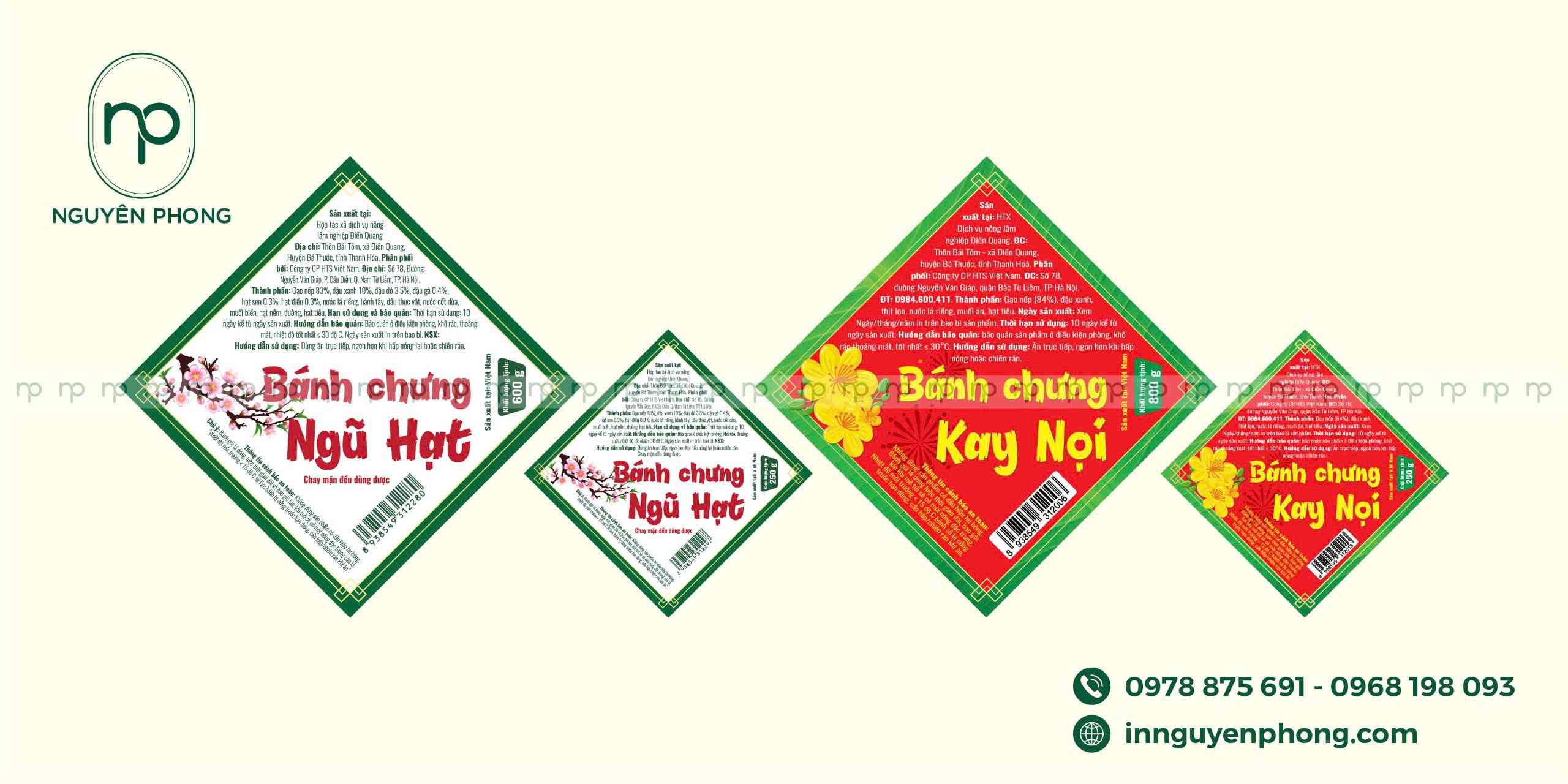 Kích thước sản xuất hộp đựng bánh chưng phổ biến 